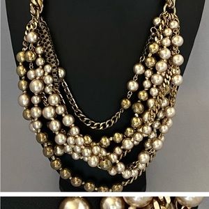 STELLA and DOT LUCIA gold tone and pearl multi strand necklace